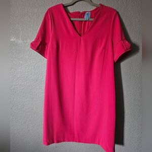 CeCe By Cynthia Steffe Pink With Zipper V Neck With Bow on The Sleeve Sz M Dress